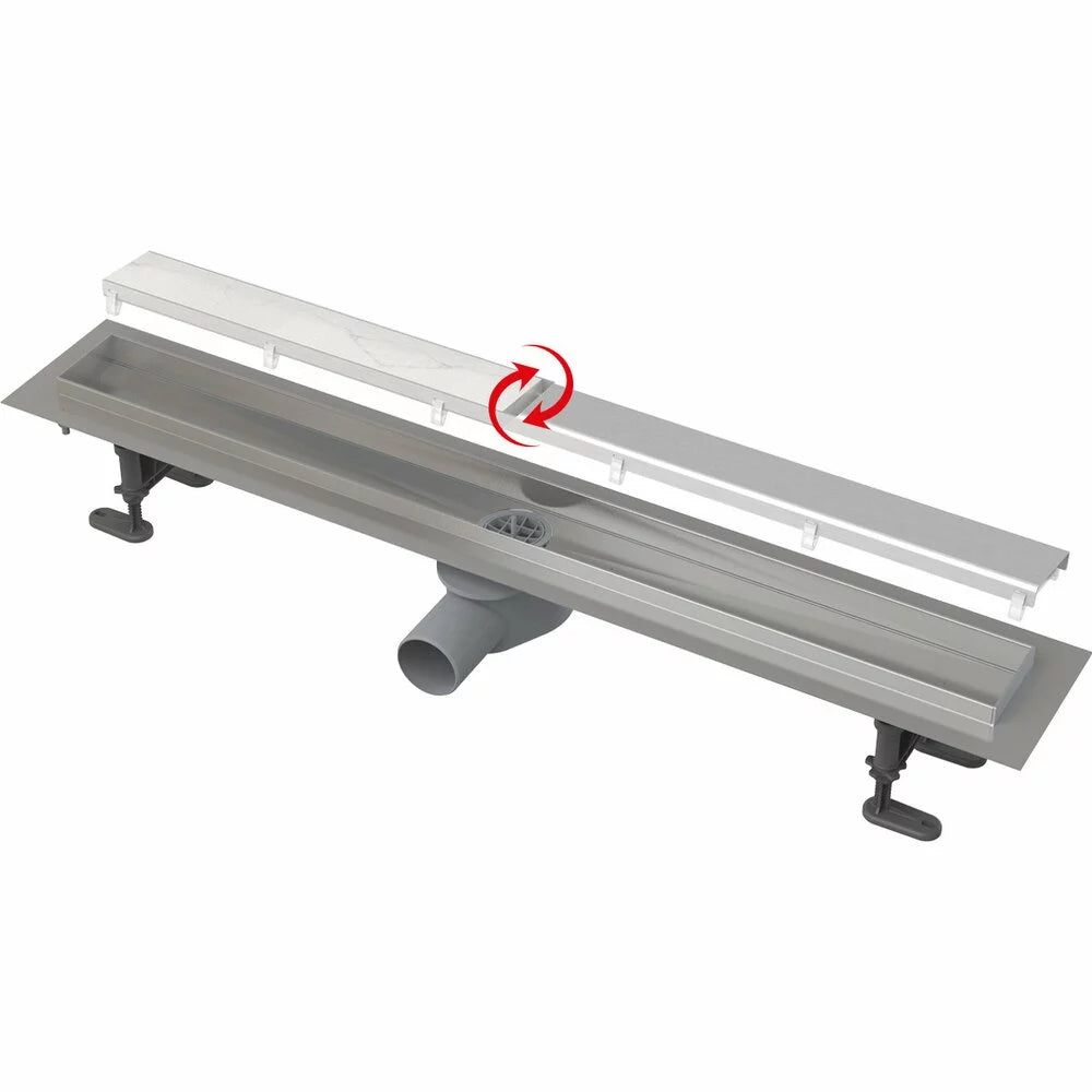 Canal De Scurgere Alca Apz13 Double, Fit And Go, Cu Gratar Simplu/Placi Ceramice, 550Mm, Otel Inoxidabil Mat