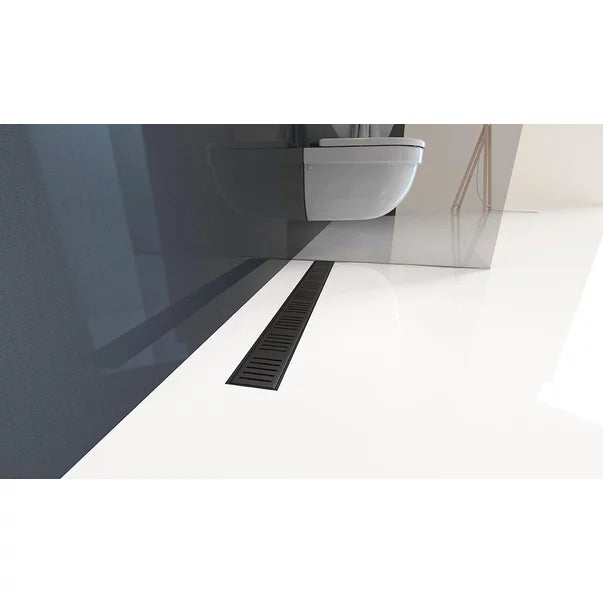 Canal De Scurgere Alca Apz10 Black Simple Cu Gratar Perforat, 650Mm, Otel Inoxidabil Negru Mat