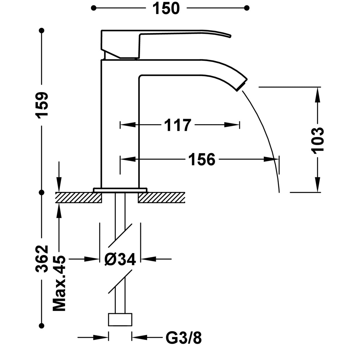 Baterie Lavoar TRES Cuadro Crom lucios pe lavoar