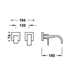 Baterie lavoar incastrata TRES Cuadro , monocomanda , Crom lucios