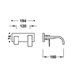 Baterie lavoar TRES Cuadro, Auriu mat