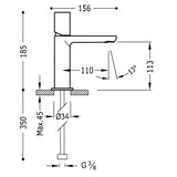 Baterie pe lavoar TRES Max, Crom lucios