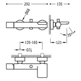 Baterie cada cu 2 iesiri TRES Max, Crom lucios