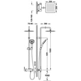 Sistem de dus aparent cu 2 iesiri , cap de dus patrat 250x250 mm, TRES Lex-Alp, Crom lucios
