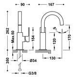 Baterie lavoar TRES Cuadro Crom lucios pe lavoar