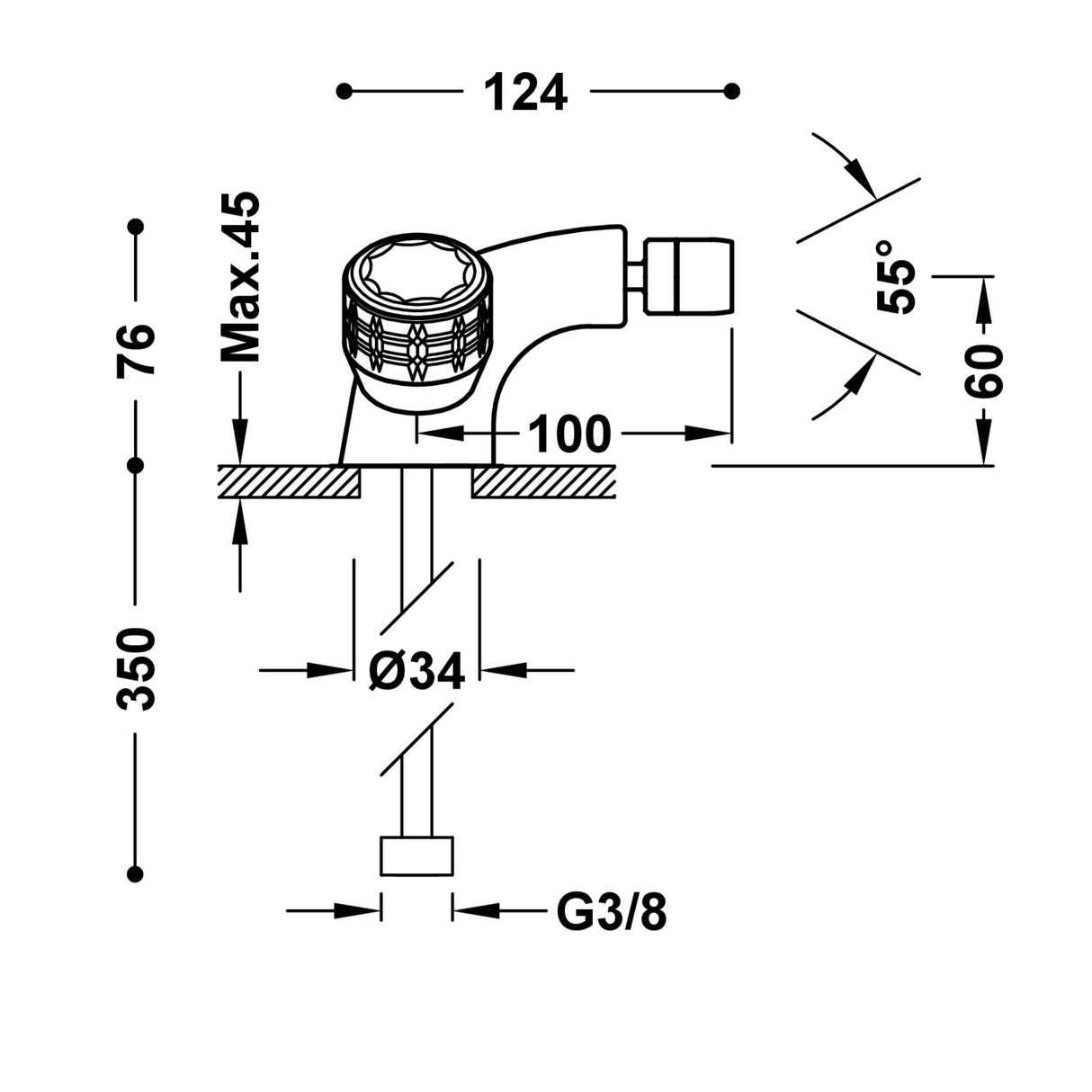 Baterie bideu, TRES Ese-23, Crom lucios