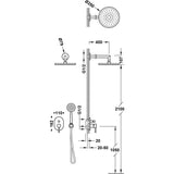 Sistem de dus incastrat cu 2 iesiri, cap de dus rotund cu diametru de 250mm, TRES Lex-Alp, Crom lucios