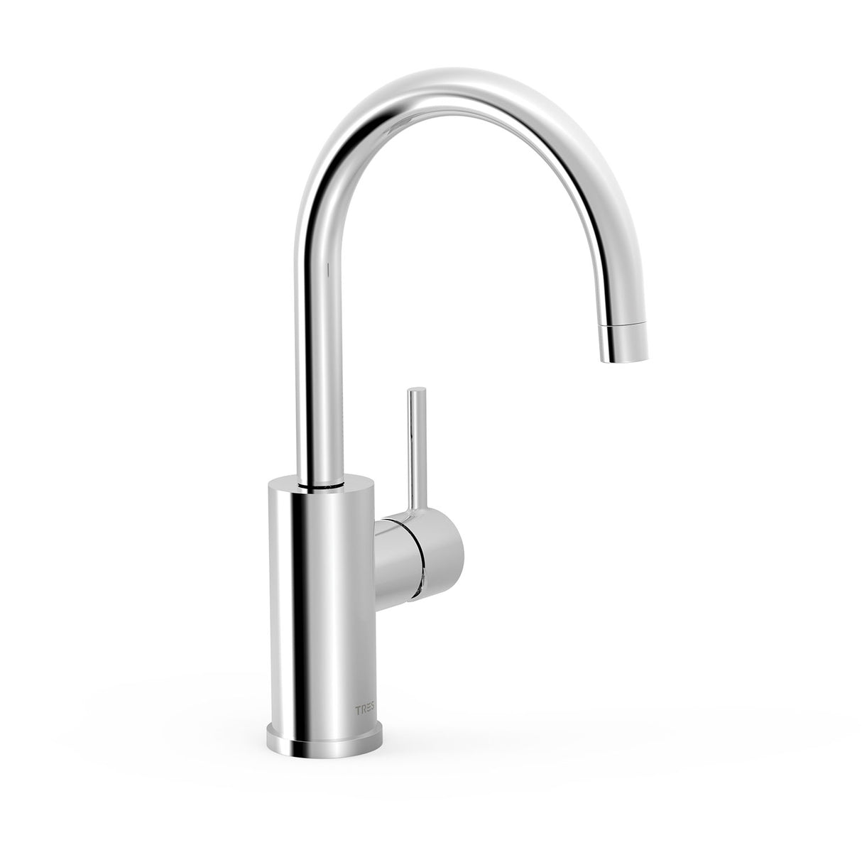 Baterie curbata inalta pe lavoar, TRES Lex-Alp, Crom lucios