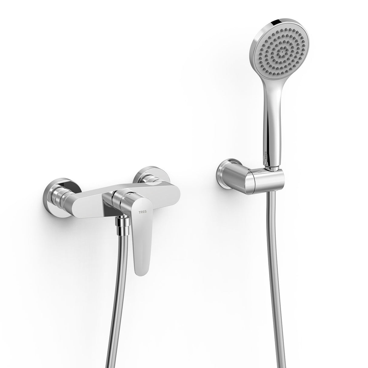 Sistem dus aparent, monocomanda, TRES Flat, Crom lucios