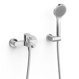 Baterie de dus/cada aparent, monocomanda cu 2 iesiri, TRES Flat, Crom lucios