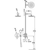 Sistem dus incastrat cu 2 iesiri, cap de dus rotund, diametru de 250mm, TRES Flat, Crom lucios