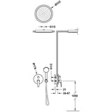 Sistem de dus incastrat cu 2 iesiri, cap de dus rotund incastrat, diametru de 332mm, TRES Flat, Crom lucios