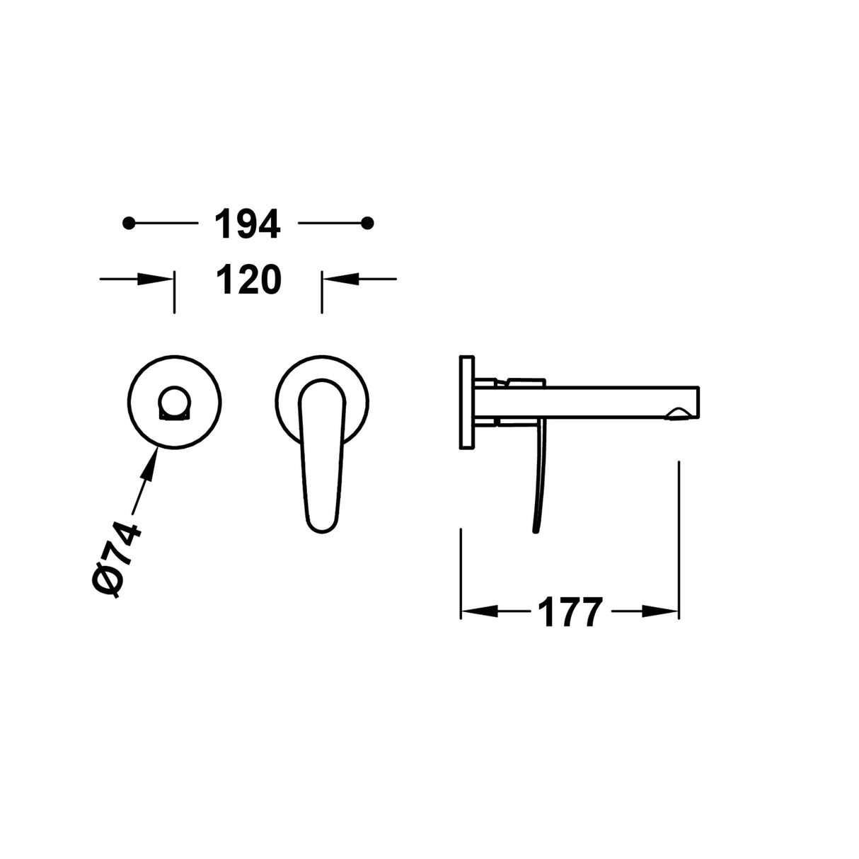 Baterie incastrata lavoar, monocomanda, TRES Flat, Crom lucios, corp incastrat inclus