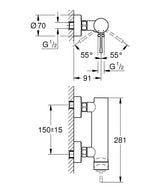 Baterie Dus Grohe Essence Negru Mat