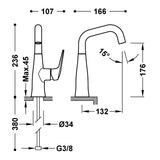 Baterie lavoar TRES Fuji, monocomanda , Rose mat pe lavoar