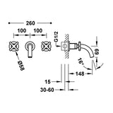 Baterie lavoar incastrata TRES Mont Blanc Auriu mat