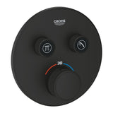 Ornament Baterie Dus Grohe Grohtherm Smartcontrol Termostatic Rotund, 2 Iesiri, Negru Mat (Instalare Cu Rapido Smartbox)