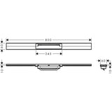 Raindrain Flex,  Hansgrohe Rigola Dus Otel Inoxidabil Ajustabila 800 Mm (Necesita Ubox), Brushed Black Chrome