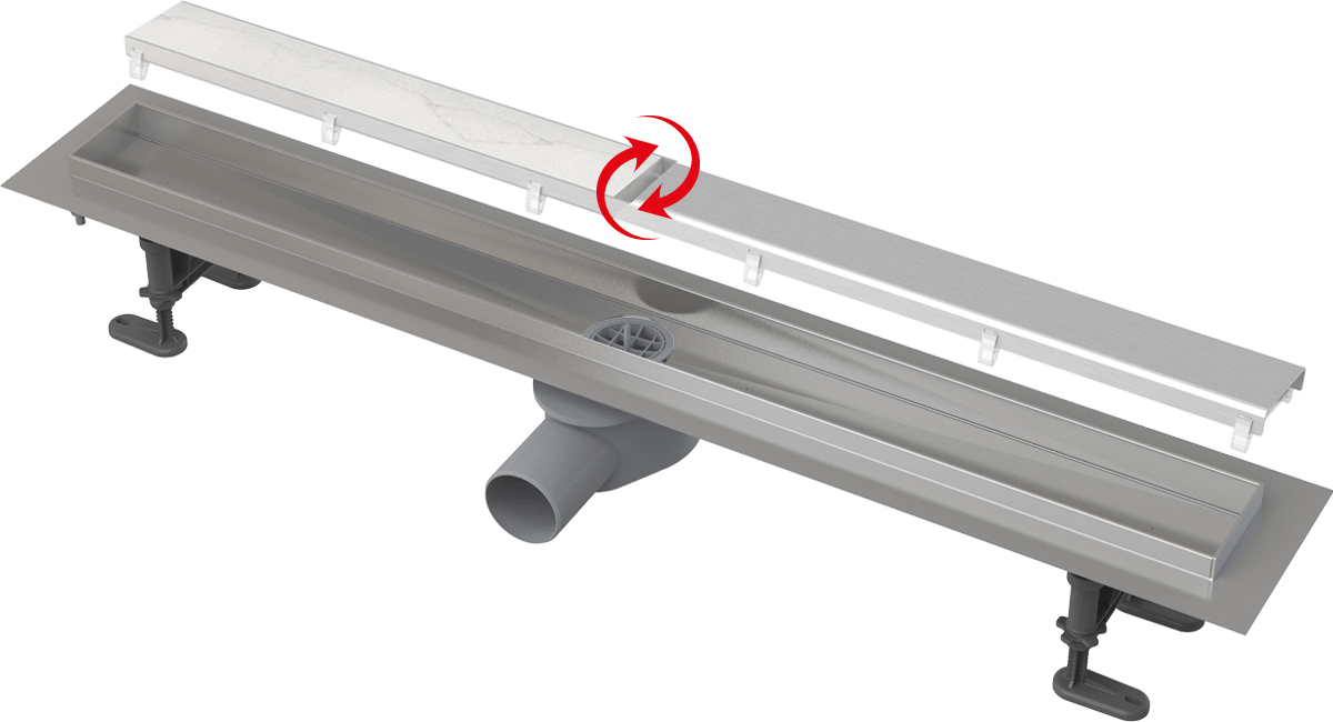 Canal De Scurgere Alca Apz13 Double, Fit And Go, Cu Gratar Simplu/Placi Ceramice, 750Mm, Otel Inoxidabil Mat
