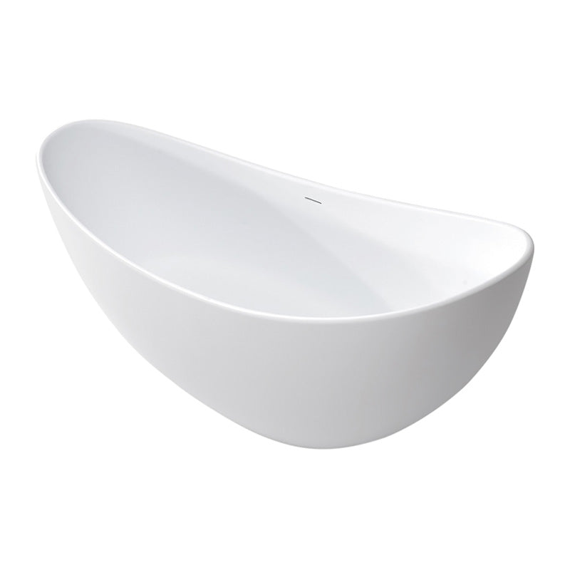 Cada freestanding WELLIS ACCORD, din marmura turnata ALB MAT, 190x77.5x65/95 cm- 310 l, scurgere inferioara si preaplin