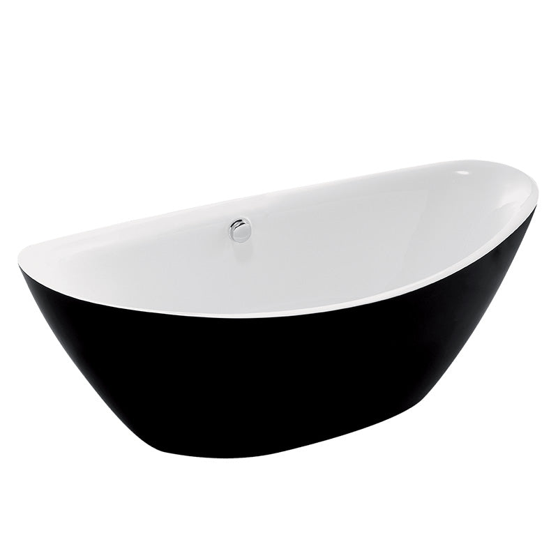 Cada freestanding WELLIS AREZZO BLACK  LUCIOS 180x87x65 cm, acril, scurgere inferioara +preaplin+sifon