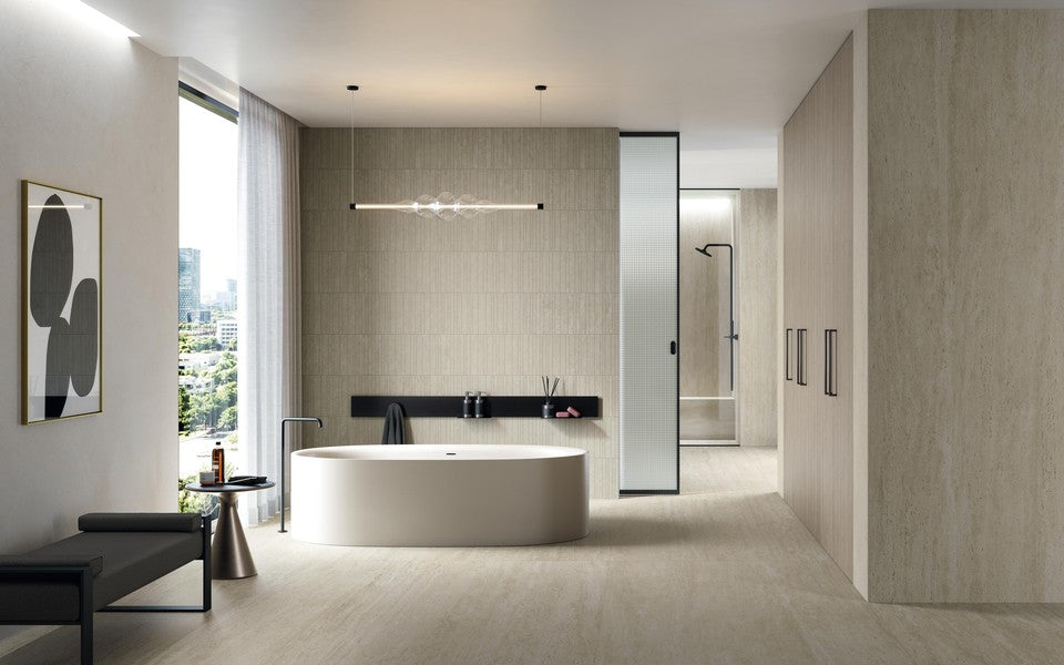 Gresie Atlas Concorde, Marvel Travertine White Vein, Aspect Travertin, Mat, 120x278 cm