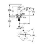 Baterie Bucatarie Grohe Start, Dus Extractibil, Negru Mat