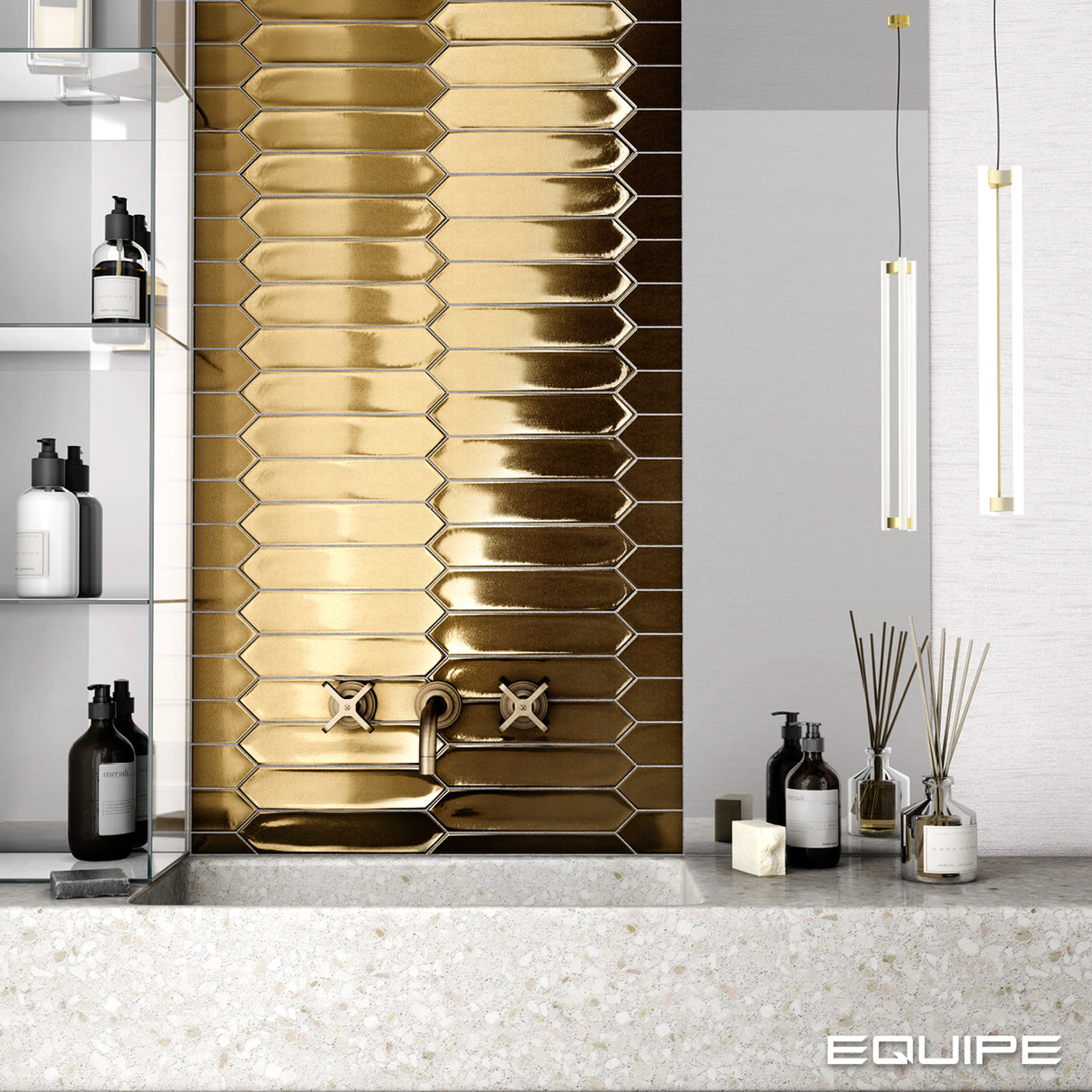 Faianta Equipe Lanse Gold, Metalic, Aspect Uni, 5x25cm