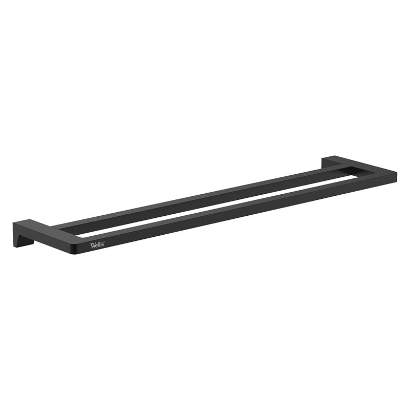 Suport prosop dublu WELLIS MAMBA , 63x14.7x3.6 cm, metal negru mat