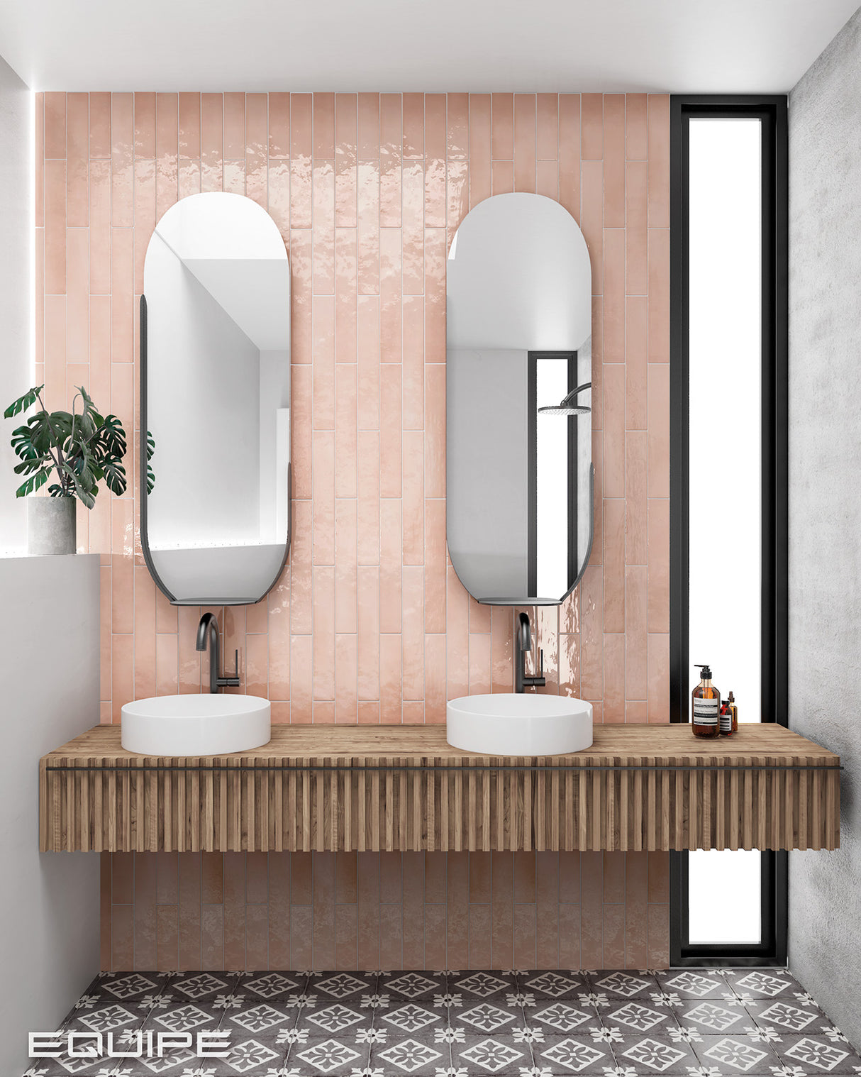 Faianta Equipe Manacor Blush Pink, Lucios, Aspect Uni, 6,5x40cm
