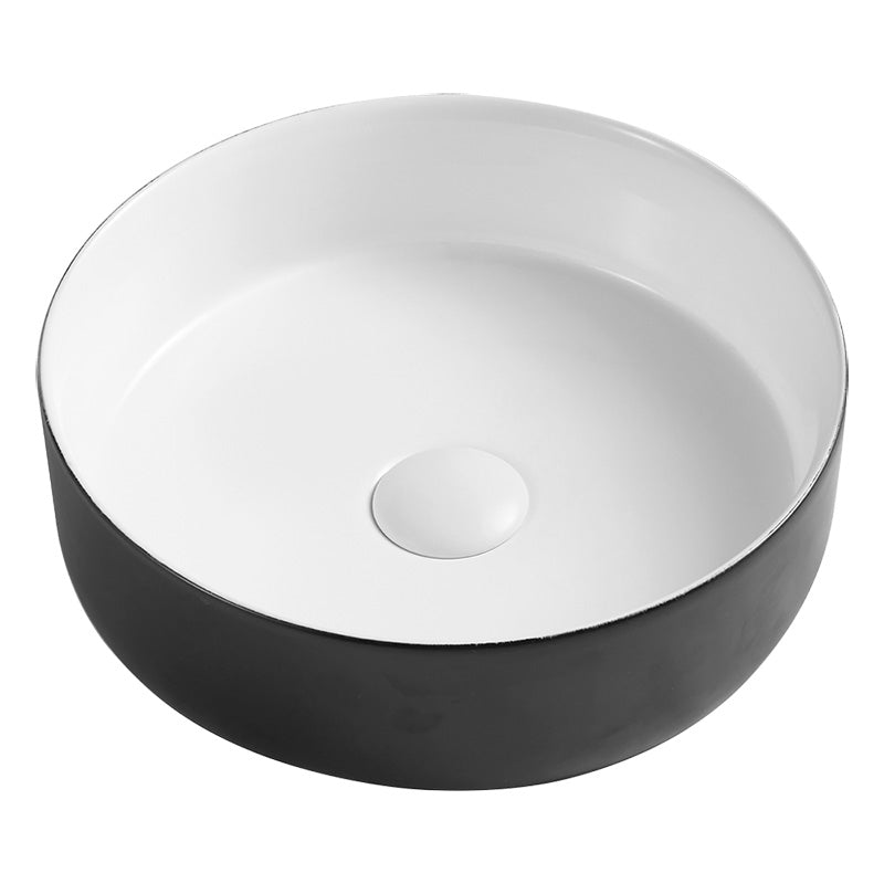 Lavoar pe blat WELLIS ROSE. rotund,  35.5x11.7 cm,  alb - negru mat