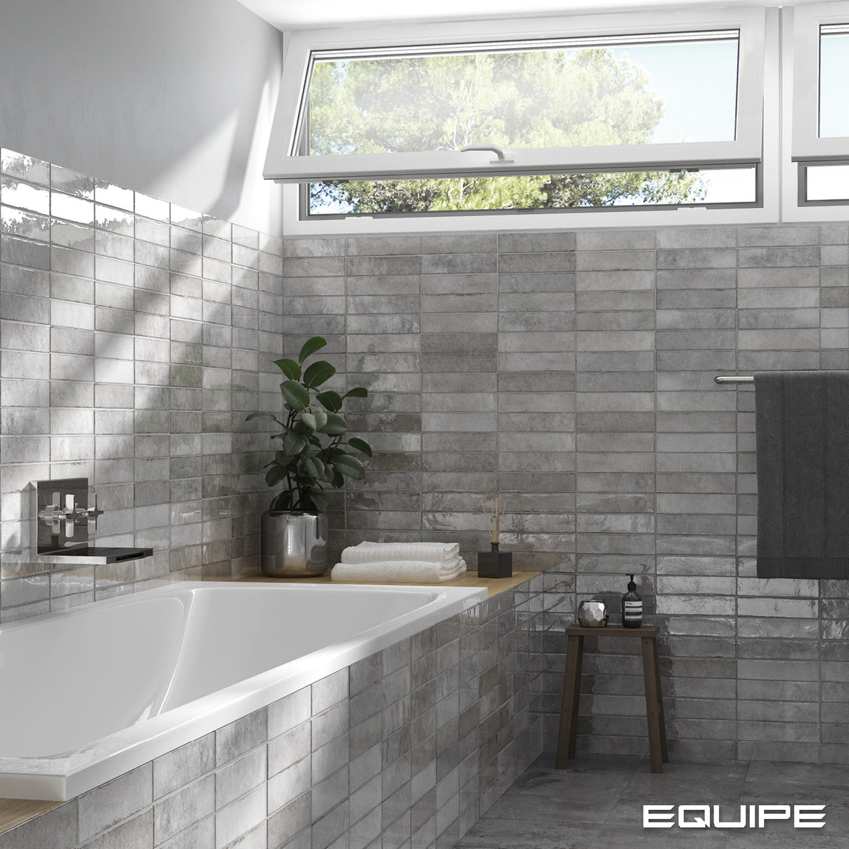 Faianta Equipe Tribeca Grey Whisper, Lucios, Aspect Uni, 6x24,6cm
