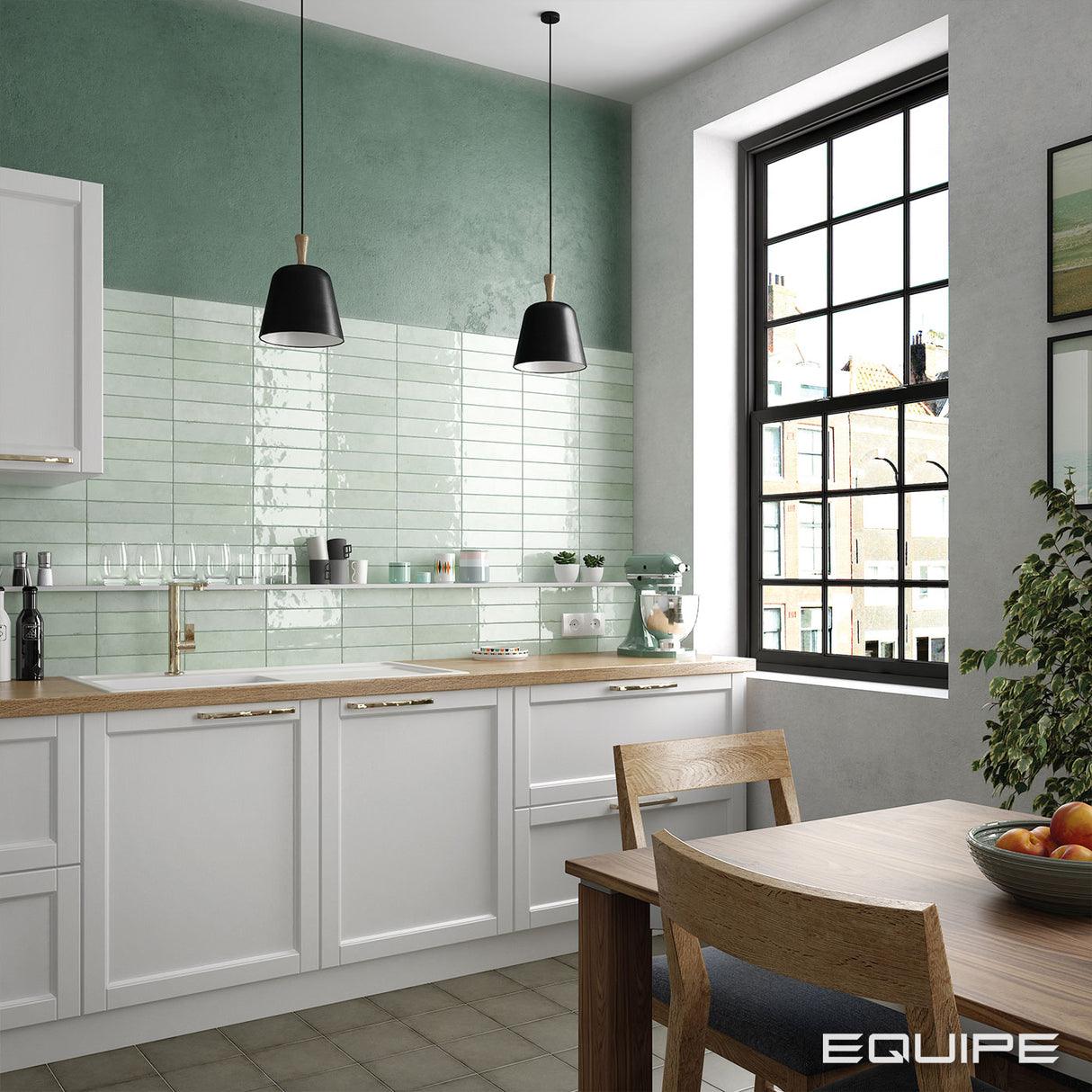 Faianta Equipe Tribeca Seaglass Mint, Lucios, Aspect Uni, 6x24,6cm