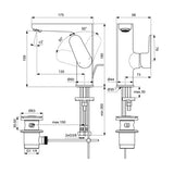 Baterie Lavoar Ideal Standard H155 Cerafine O Silk Black,Cu Pipa Inalta Si Ventil Metalic