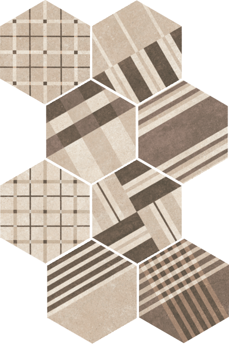 Gresie Equipe, Hexatile Cement Decor Geo Sand, Mat, 17,5x20cm