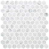 Mozaic Onix, Hex Ecostones Carrara Matte, Mat, Sticla, Aspect Marmura, 29x29cm