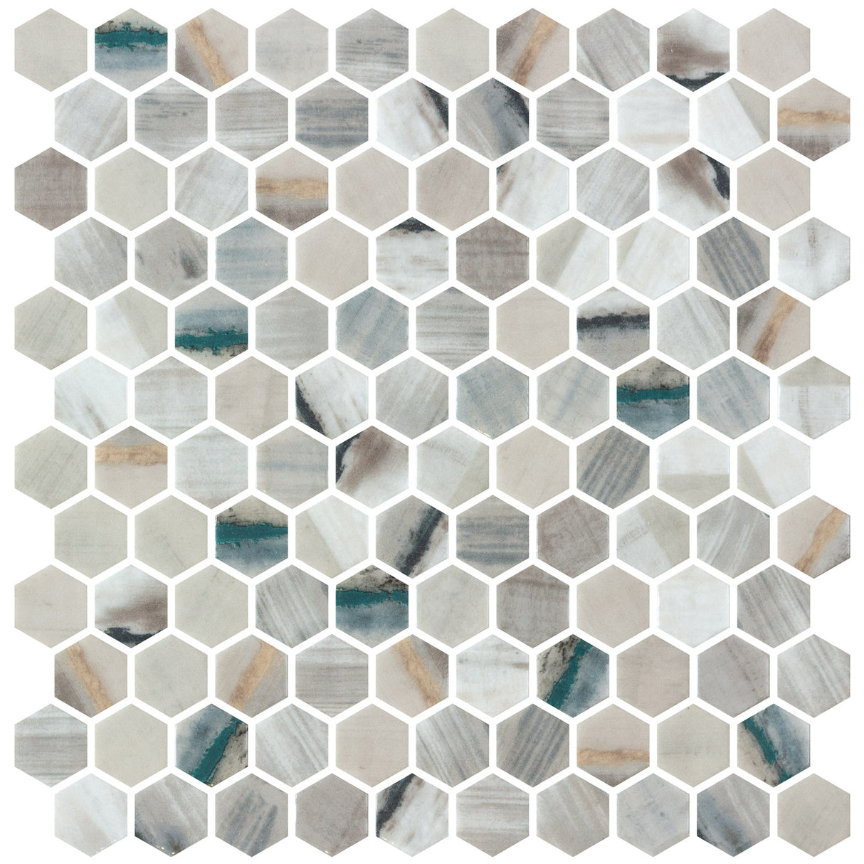 Mozaic Onix, Hex Canvas Lube, Mat, Sticla, Aspect Marmura, 29x29cm
