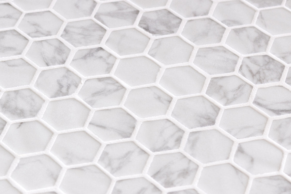 Mozaic Onix, Hex Ecostones Staturio Matte, Mat, Sticla, Aspect Marmura, 29x29cm