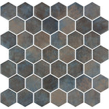 Mozaic Onix, Hex XL Denim Copper, Mat, Sticla, Aspect Marmura, 29x29cm