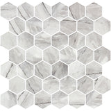 Mozaic Onix, Hex XL Inverno Grey Matte, Mat, Sticla, Aspect Marmura, 29x29cm