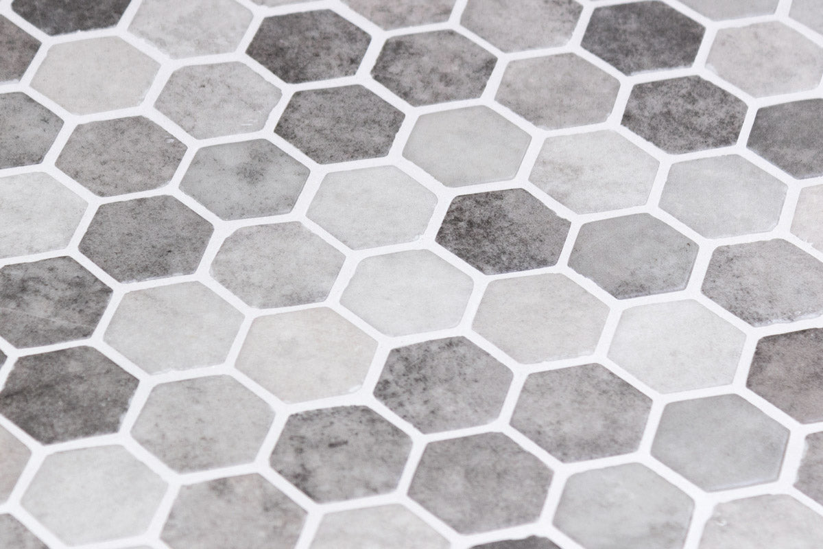 Mozaic Onix, Hex Ecostones Zment Grey, Mat, Sticla, Aspect Marmura, 29x29cm