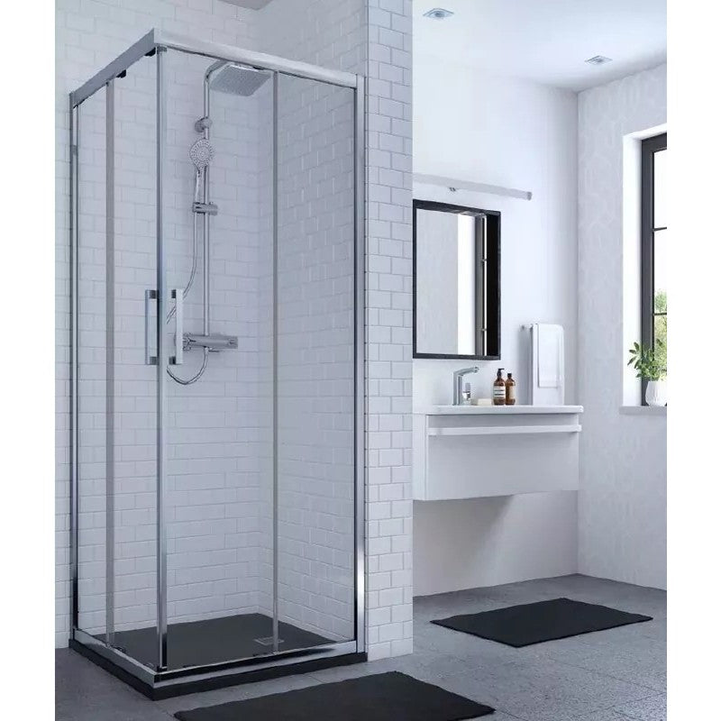 Cabina De Dus Ideal Standard Patrata Connect 2, 80X80Cm, H. 195, Usi Culisante, Sticla 6Mm Tratata Idealclean, Profil Crom (Necesar 2 Buc Pt A Forma O Cabina)