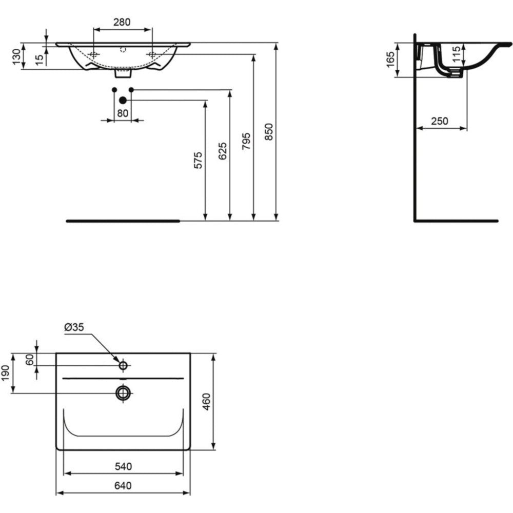 Lavoar Ideal Standard Connect Air Pentru Montaj Pe Mobilier 64 Cm