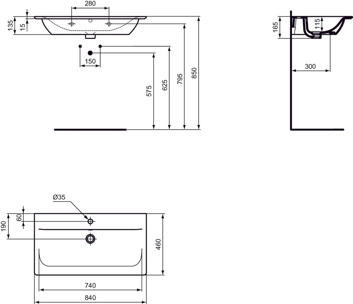 Lavoar Ideal Standard Connect Air Pentru Montaj Pe Mobilier 84 Cm