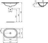 Lavoar Ideal Standard Connect Oval 62X41, Montaj Sub Blat