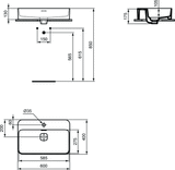 Lavoar Ideal Standard  Strada Ii 60X40 Montaj Pe Blat, Cu Orificiu Baterie Si Preaplin