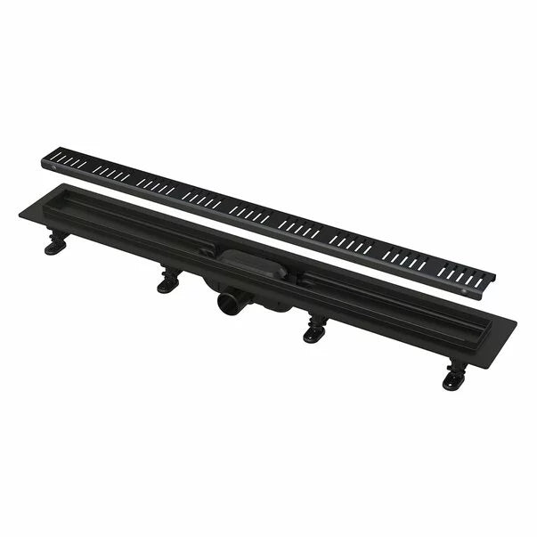 Canal De Scurgere Alca Apz10 Black Simple Cu Gratar Perforat, 650Mm, Otel Inoxidabil Negru Mat