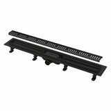Canal De Scurgere Alca Apz10 Black Simple Cu Gratar Perforat, 650Mm, Otel Inoxidabil Negru Mat