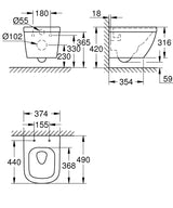 Vas Wc Grohe Euro Ceramic Suspendat Compact, Triple Vortex, Pure Guard, 49X37.4