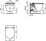 Vas Wc Ideal Standard Tesi Suspendat Aquablade, 53.5X36.5, Fixare Complet Ascunsa, Alb Mat